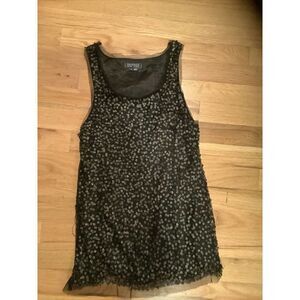 Gryphon New York Womens Sleeveless Scoop Neck Sequined Tank Top Black Sz small